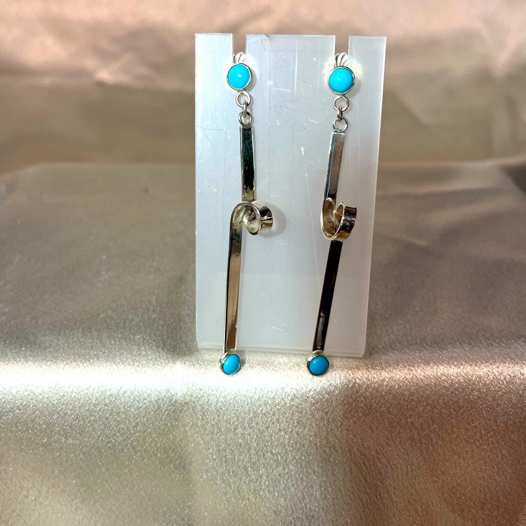 Nwt Sterling Silver And Turquoise Earrings Designer